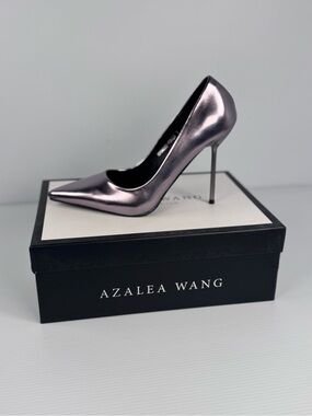 Azalea Wang Nikomendes Pewter Metallic Stiletto’s | Pointed Toe Pumps Sz 6-10